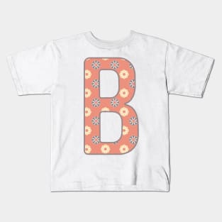 MONOGRAM LETTER B PINK FLORAL TYPOGRAPHY DESIGN Kids T-Shirt